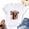 2020 Women T-shirt Eye Lashes Red Lips HEART Print Top Female Tshirt Fashion Casual Sleeve O Neck BASIC White Ladies Clothes
