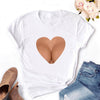 2020 Women T-shirt Eye Lashes Red Lips HEART Print Top Female Tshirt Fashion Casual Sleeve O Neck BASIC White Ladies Clothes